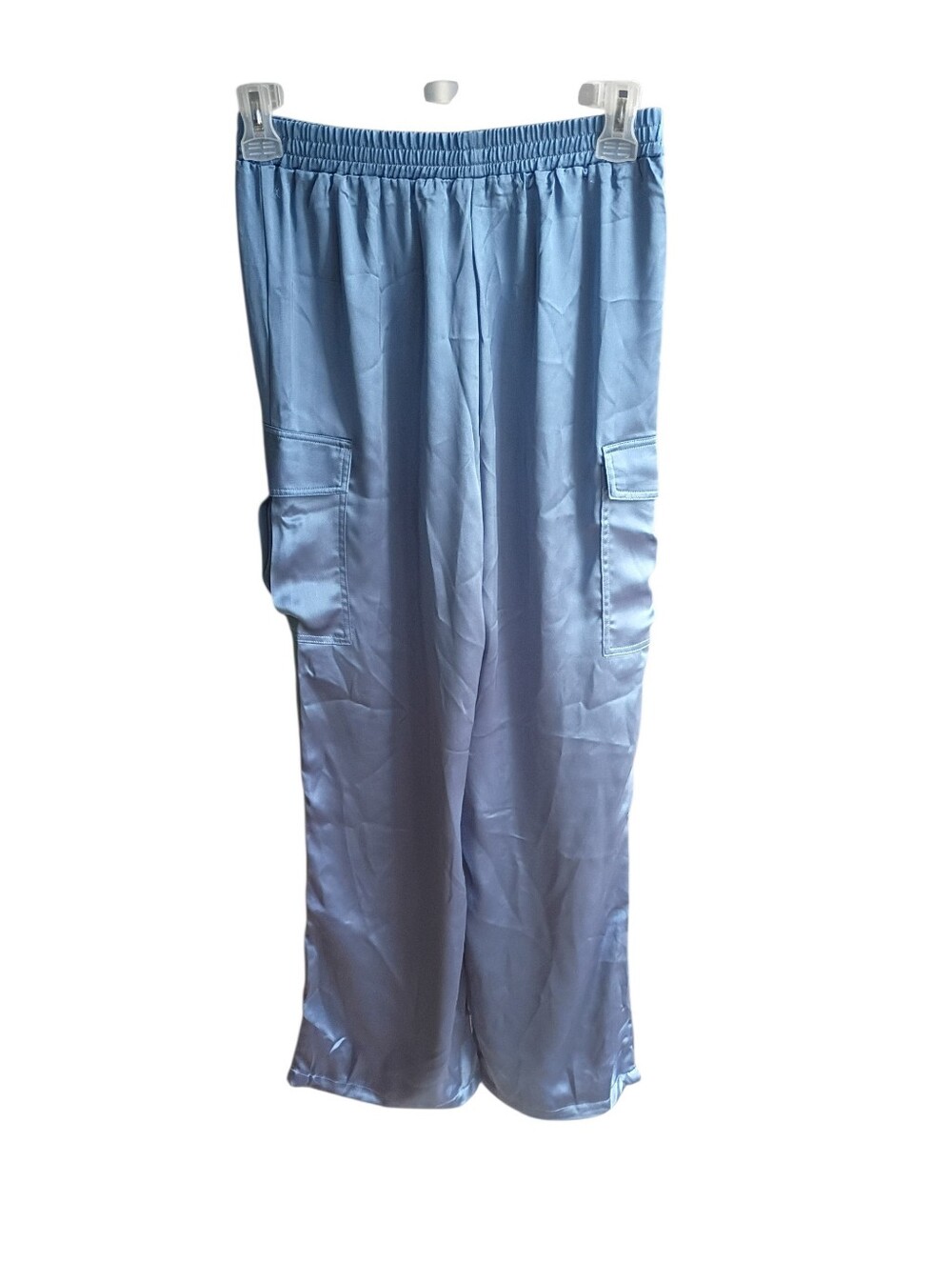 NWT Double Zero Gray/Blue Satin Cargo Pants Size Small - Picture 4 of 7